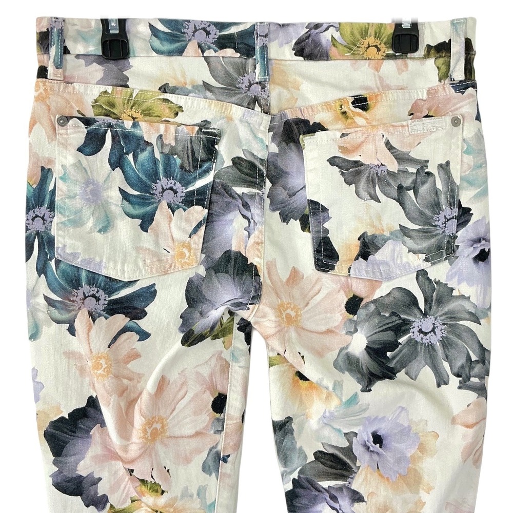 7 For All Mankind Women's Size 32 Floral Print Jeans‎ Straight Leg High Rise - Picture 10 of 12